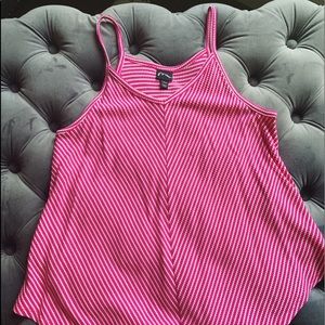 Striped White and Pink Triangle tank top
